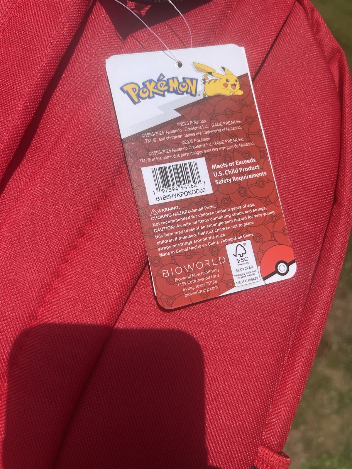 5 Piece Pokémon Small Polyester Kids Backpack Zip, Pikachu Charmander Squirtle