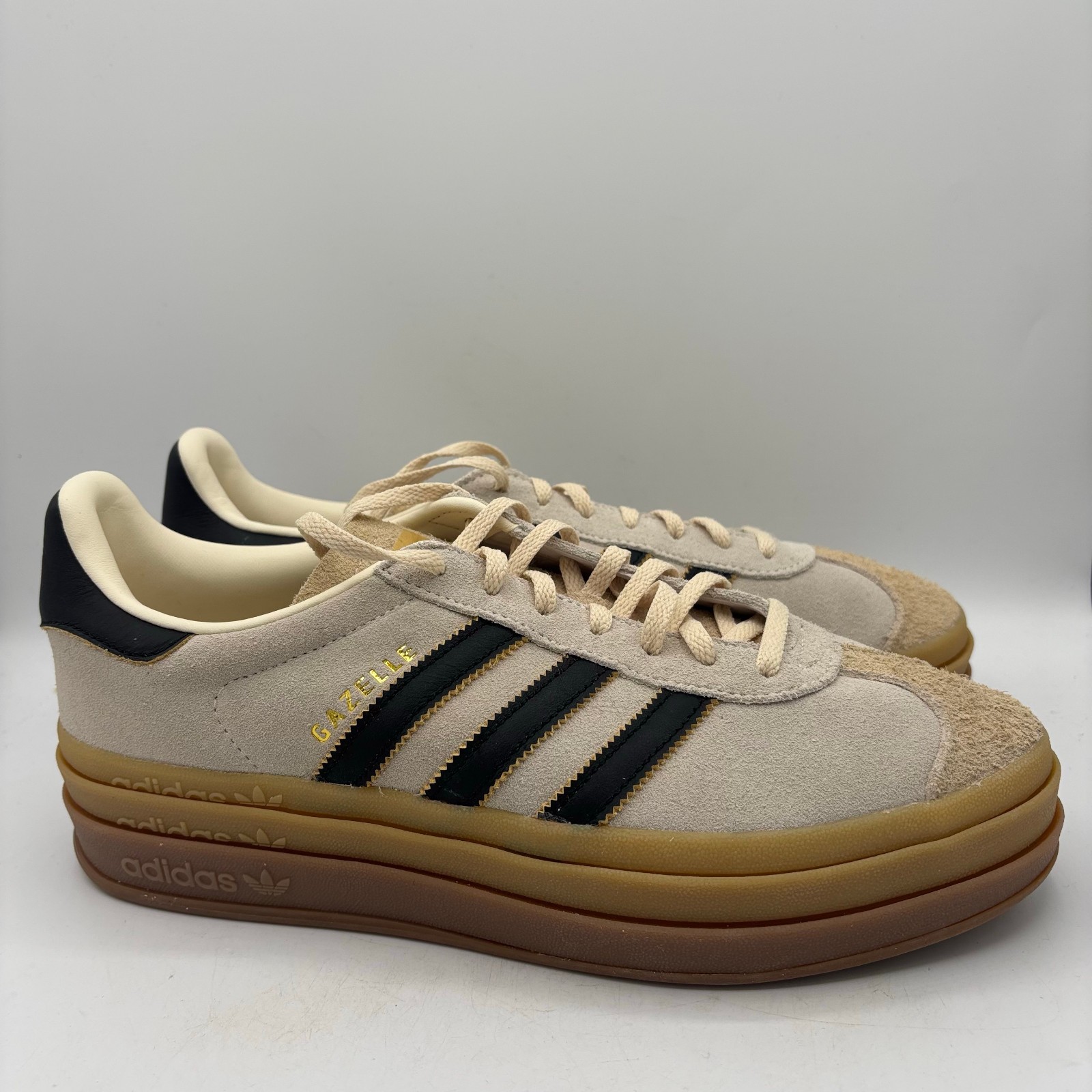 Adidas Gazelle Bold Shoes Womens Size 10.5 Cream Black Gum Platform Sneakers