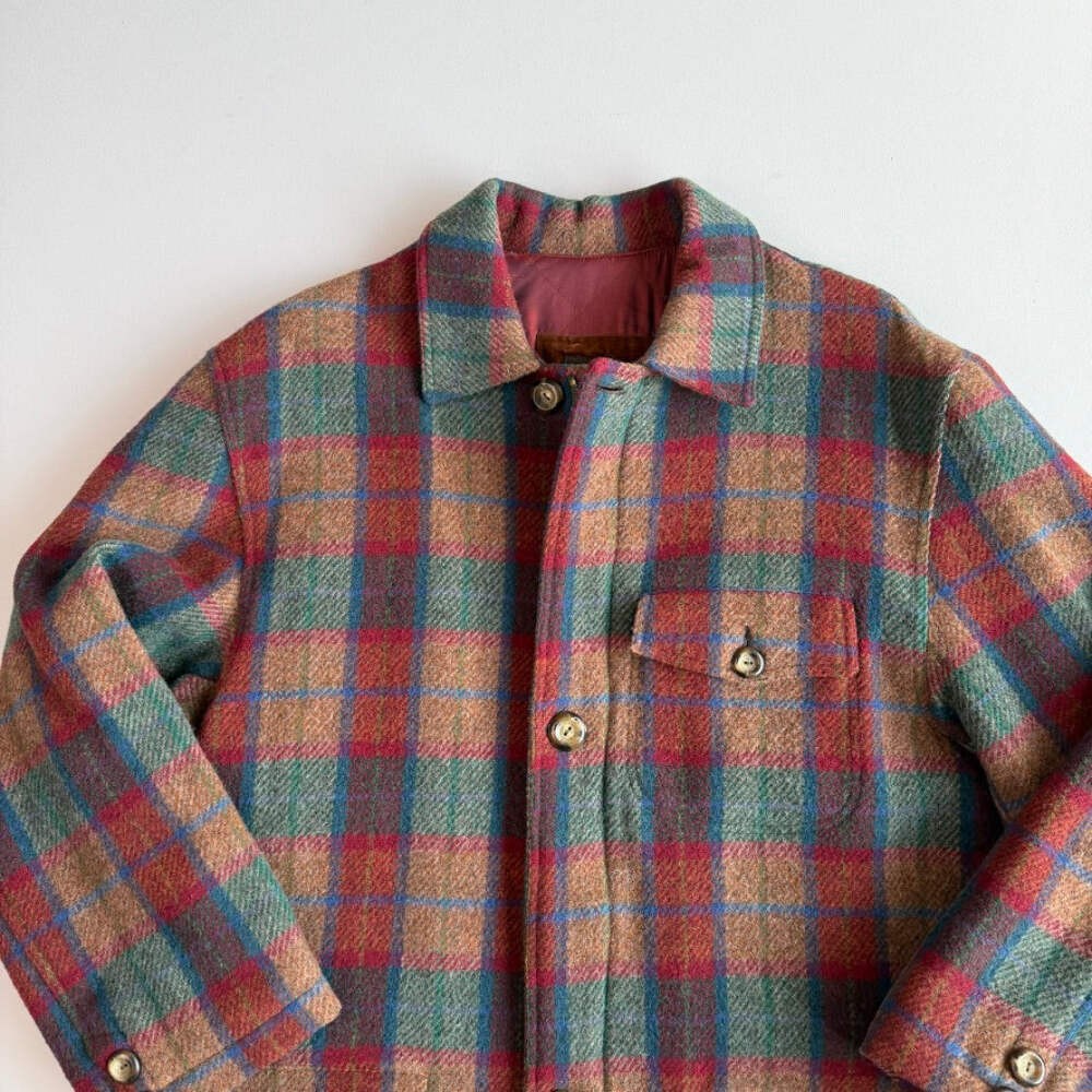 Paul Stuart (52IT / L) Plaid Wool Quilt Lined Hunting Chore Coat