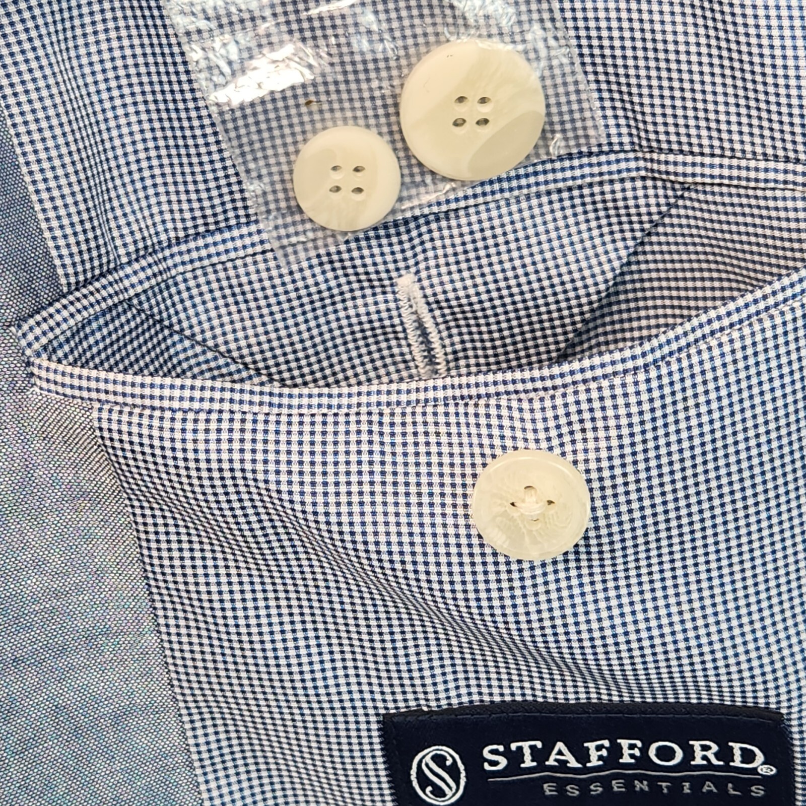 Stafford Mens Two Button Classic Fit Blazer Jacket Blue Cotton Birdseye Size 46R