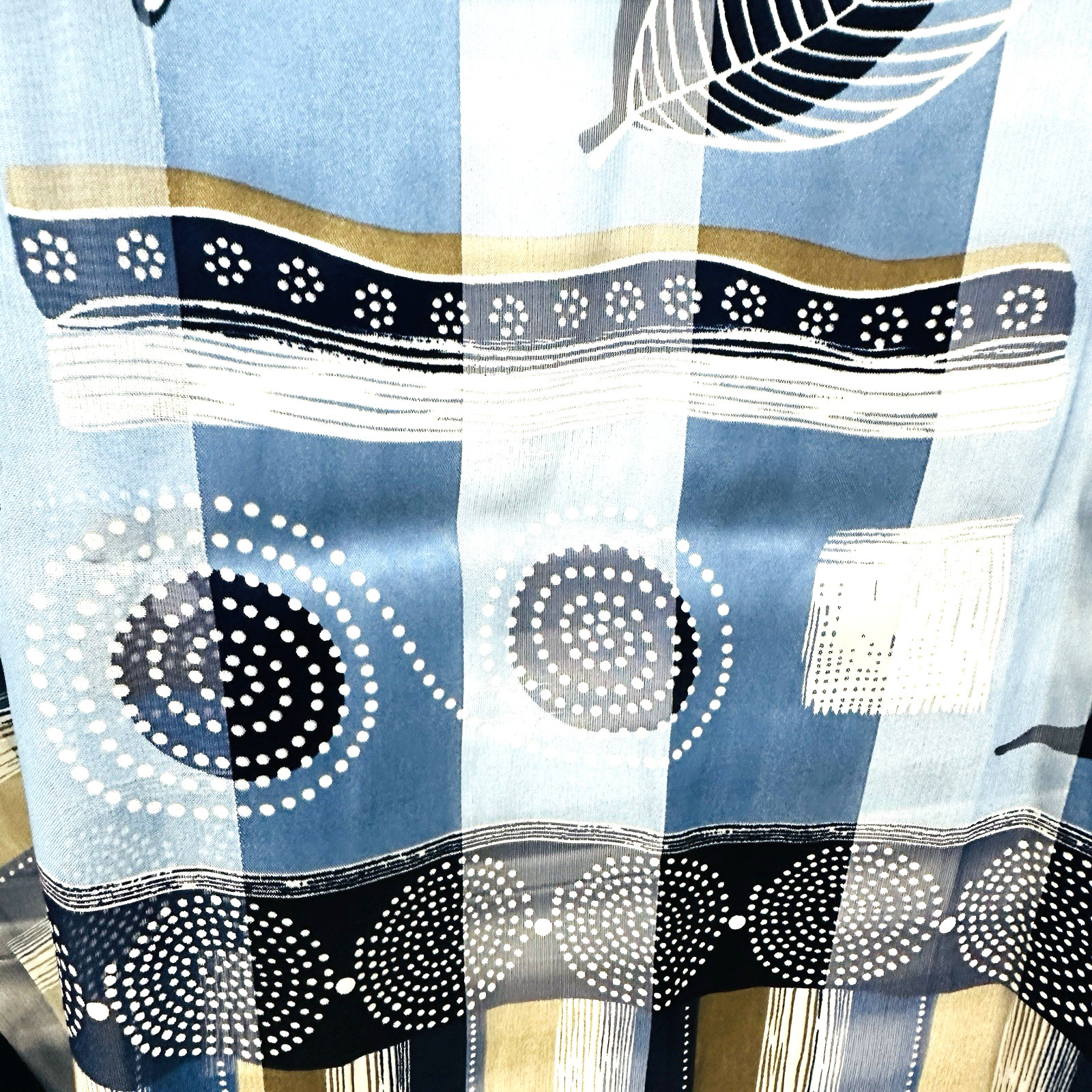 Vintage Ancient Egypt Style Scarf Wrap Blue Geometric Art Print Pyramids 40×38”