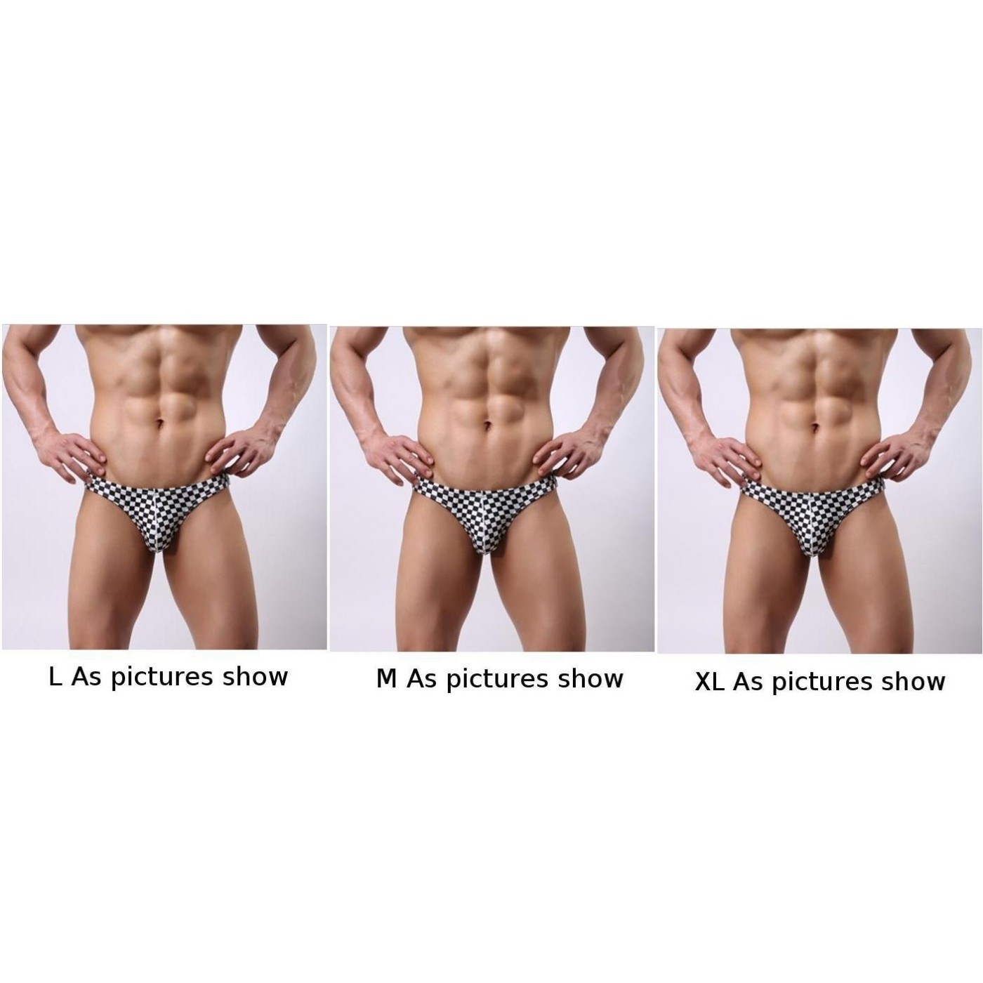 Sexy and Trendy Plaid Men’s Polyester Bikini Briefs with Low Waist Style