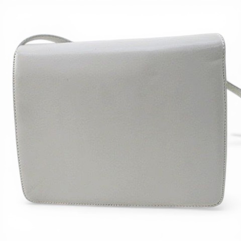 GENNY Leather Shoulder Bag White AB 17cm x 8.3in Crossbody Women’s