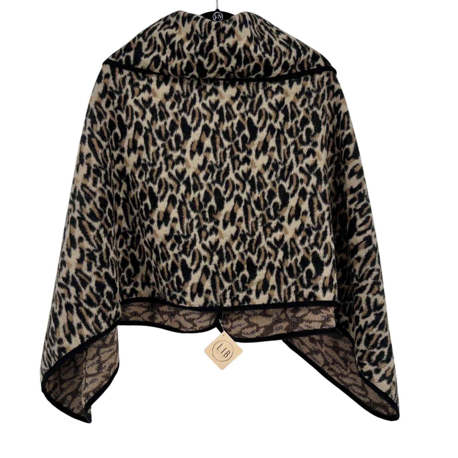 NEW L.I.B. New York Womens Animal Print Poncho Cape Leopard One Size Classic NWT