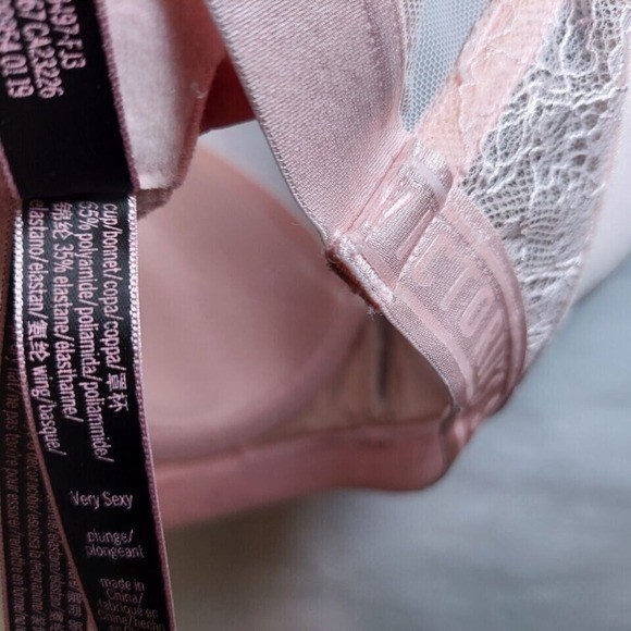 Victoria Secret Bra 32B Pink Supportive Everyday T Shirt Plunge Longline Top