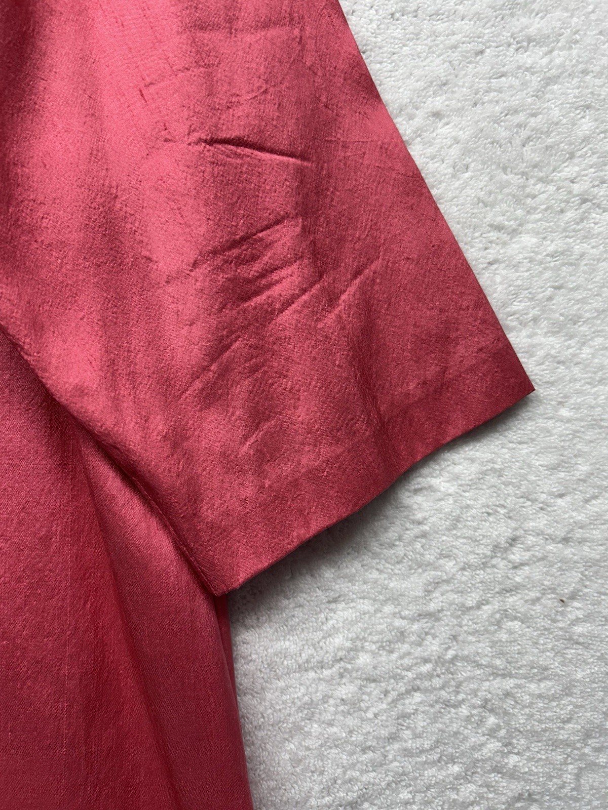 Eileen Fisher Womens Size L Pink 1/2 Sleeve Silk Button Up Top (K3)