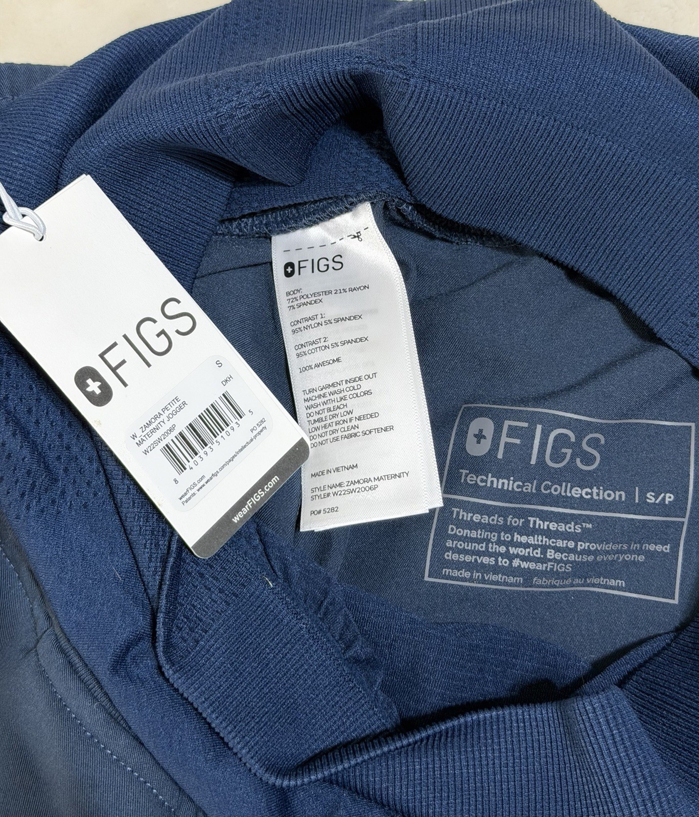 Figs Octavia Womens Maternity Scrub Set Navy Blue Jogger SP Pants V Neck SM Top