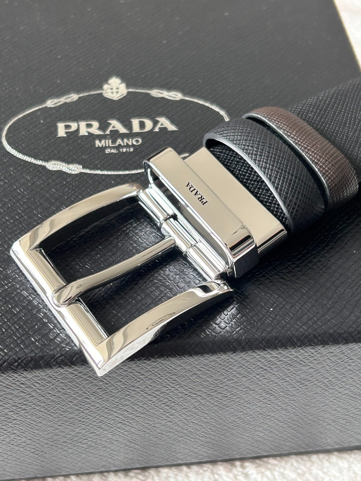 Prada men’s Black/Brown double-sided wearing belt