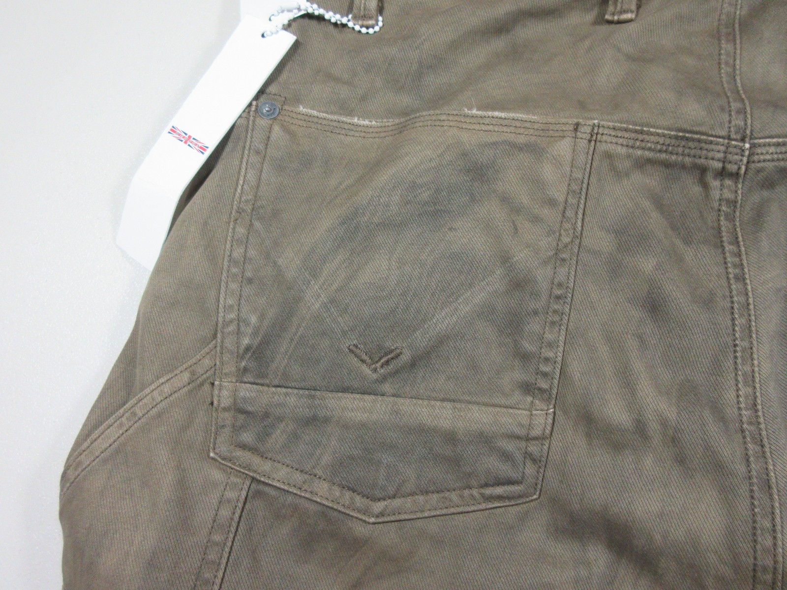 HUDSON mens brown distressed stained buttonfly Hunter work pant 34×32 NWT