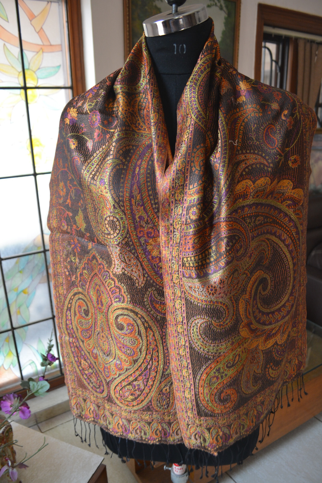 EXQUISITE IRIDESCENT SILK PASHMINA JAMAVAR SCARF JAMAVAR CHALE ~16 DESIGN STOCK