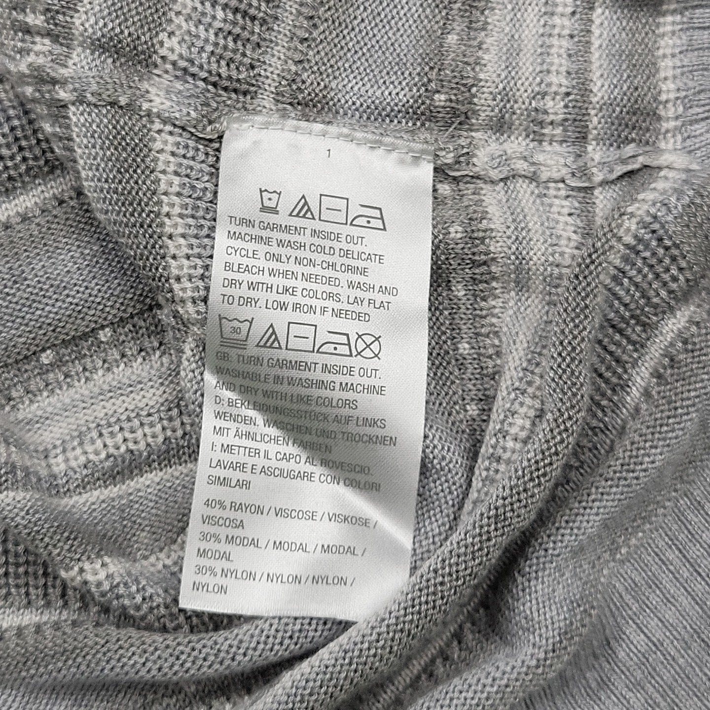 Laurie Felt Variegated Stripe Pullover Sweater Large Sz Gray Modern Casual Top