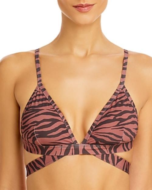 Aqua Swim Womens Tiger Stripe Medium Support Bikini Swim Top Tiger Size L 0229