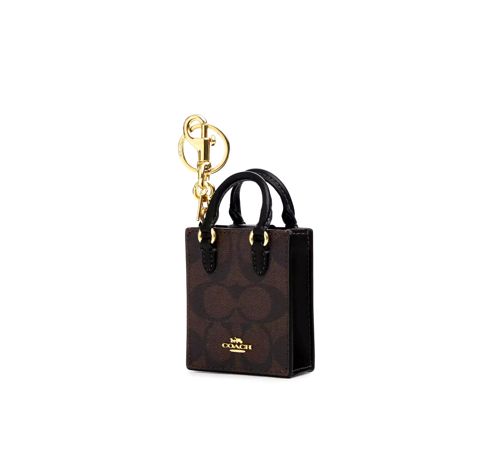NWT Coach North South Mini Tote Bag Charm Keychain Signature CU281