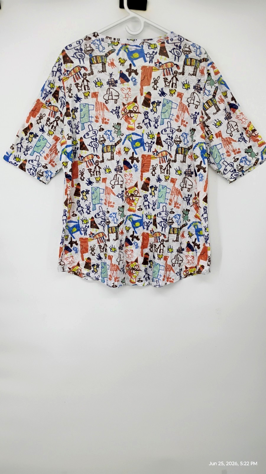NEW Shana Cats Print Colorful Art Tunic Top V-Neck 3/4 Sleeve Size XL