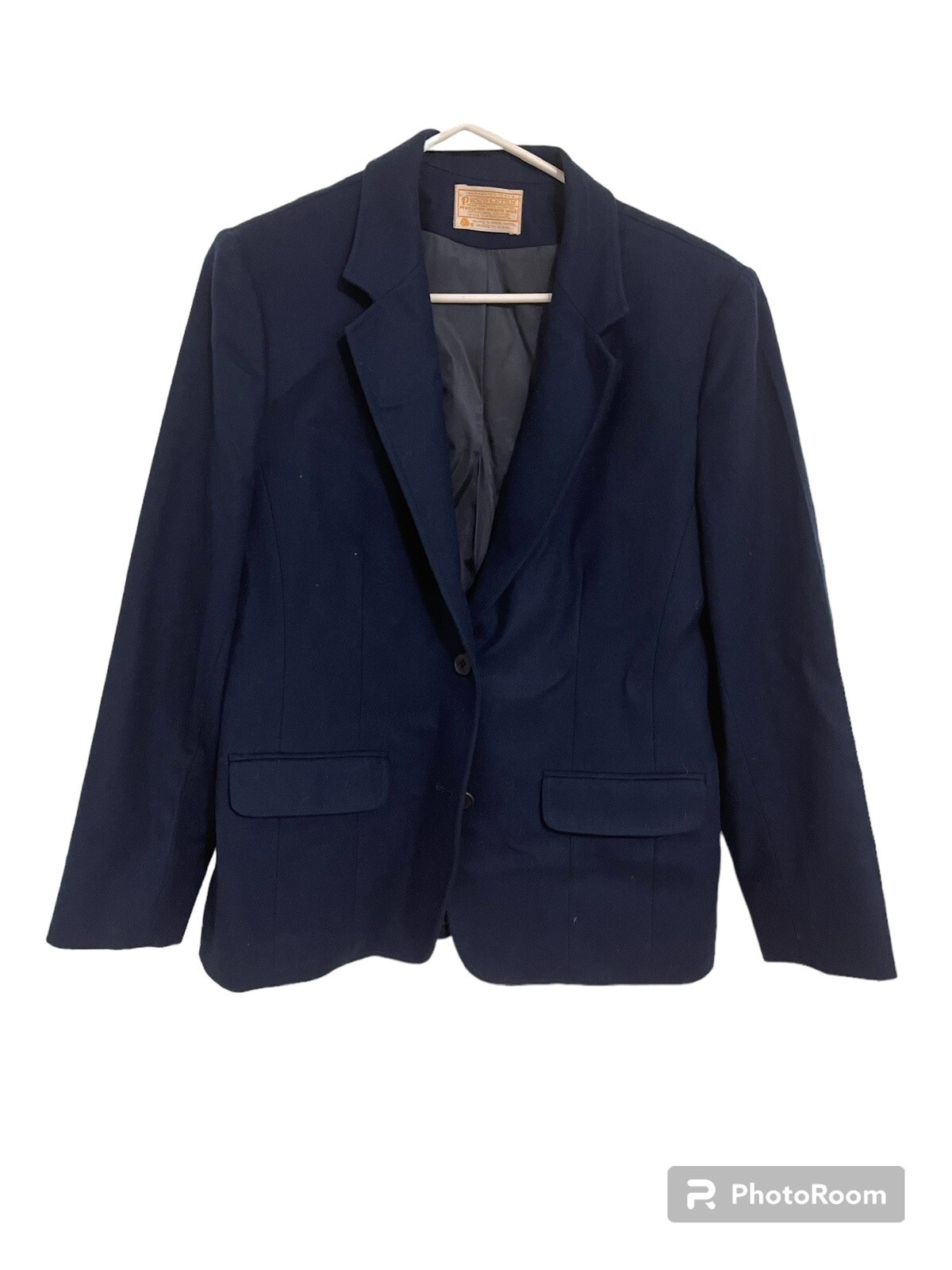 Vintage PENDLETON Womens Virgin Wool Jacket Navy Single Button Size 12 USA Made