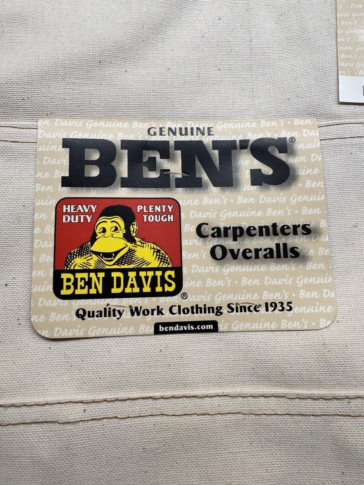Vintage Ben Davis Overalls Mens Carpenter USA Natural Color 40×32 New Old Stock