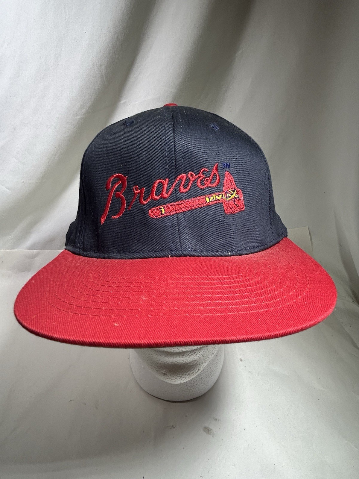 Vintage Atlanta Braves Hat Men Blue Red Logo MLB Baseball Snapback Collectible