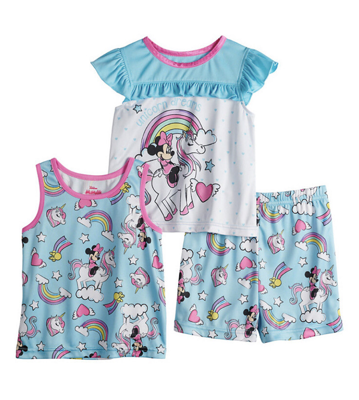 Girl’s DISNEY’S MINNIE MOUSE UNICORN DREAMS 3 Piece Pajama Set Size 3T NWT