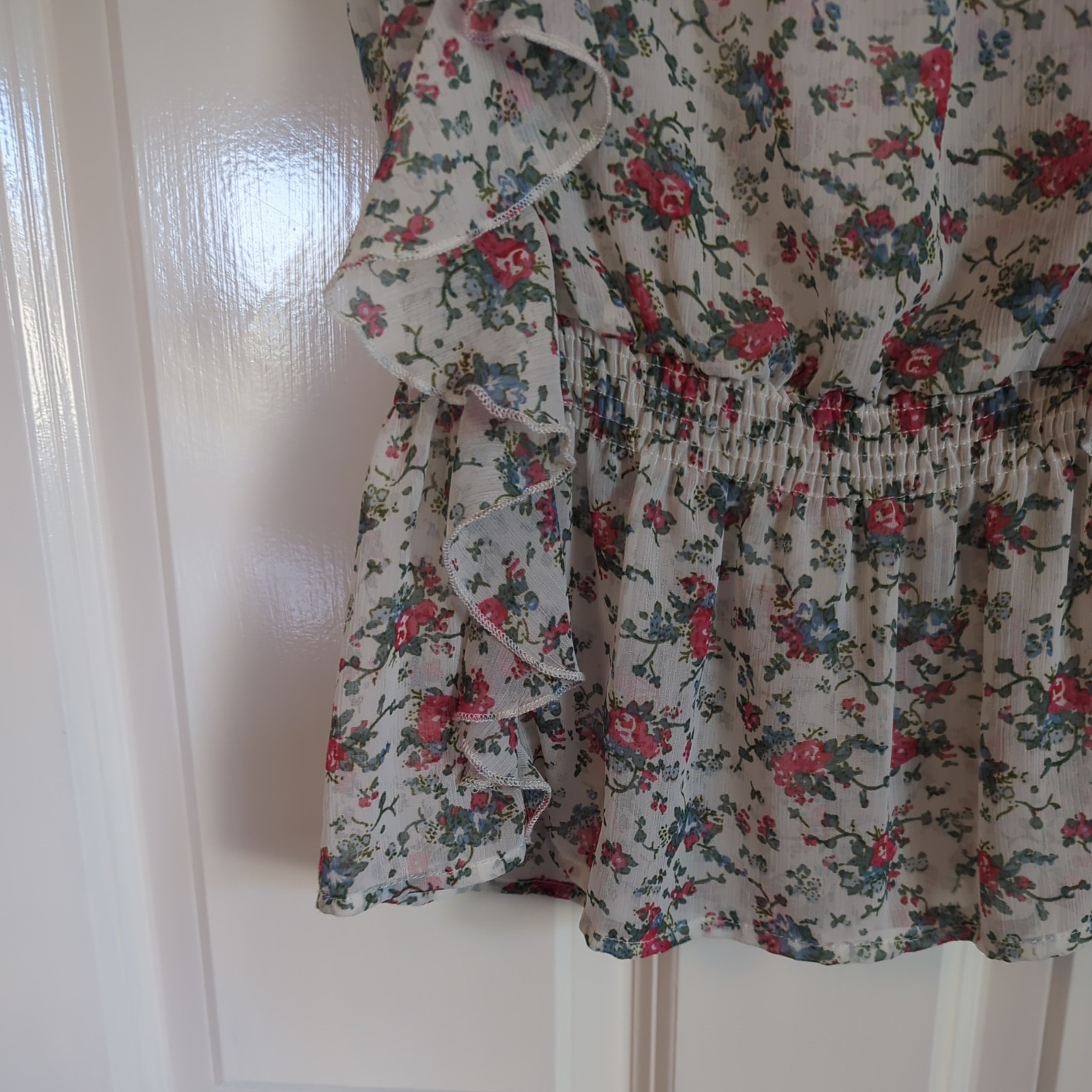 Debenhams Red Herring sheer chiffon floral rufle top UK10 Y2k whimsy floaty