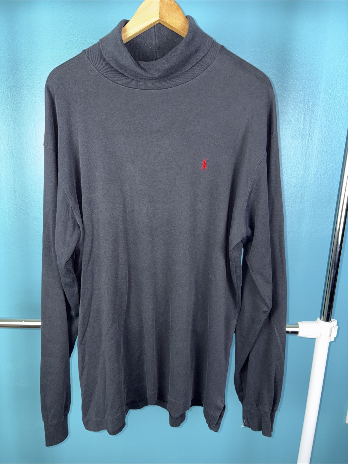 Vintage Polo Ralph Lauren Long Sleeve Black Turtleneck Size Large Made In USA