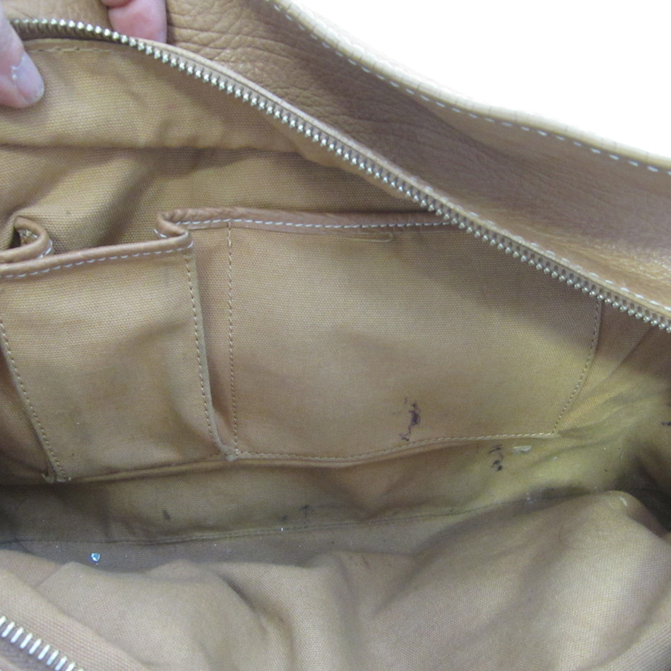 CELINE STUNNING LUGGAGE TAN LEATHER SATCHEL W/ FRONT POCKET