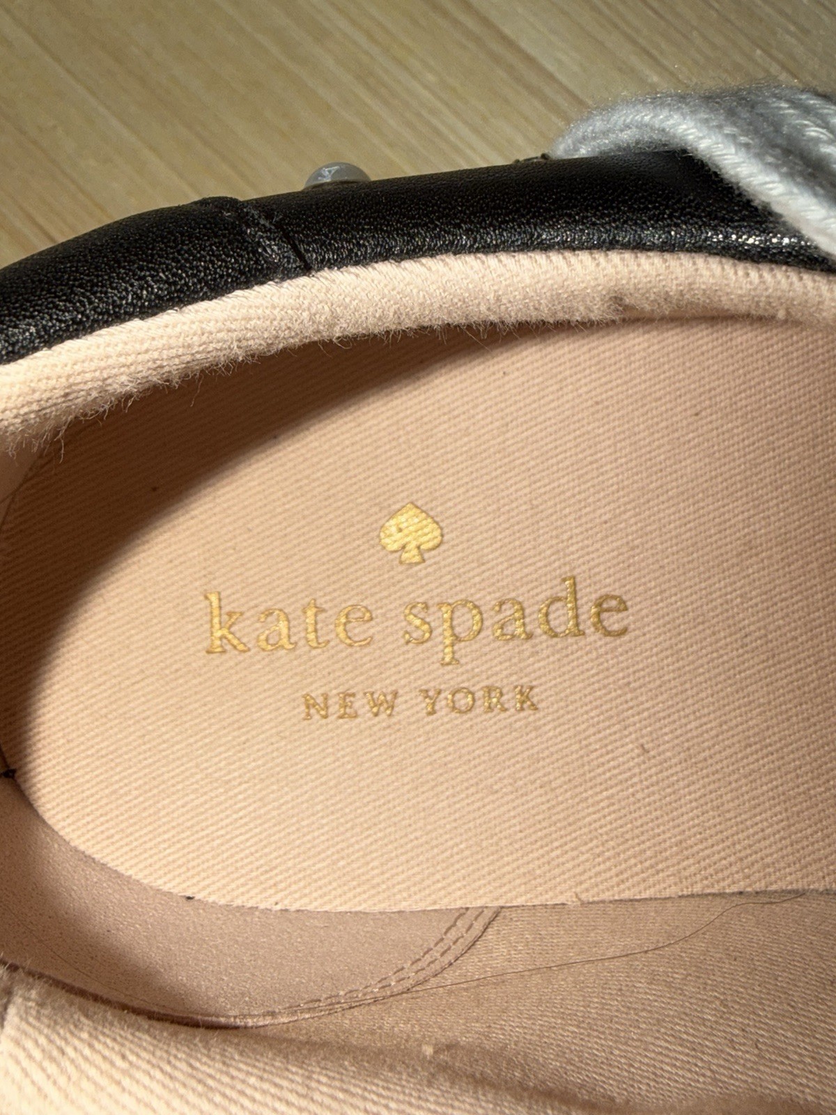 Kate Spade Selena Pearl Rhinestone Lace Up Sneakers Black Leather Women’s 9.5