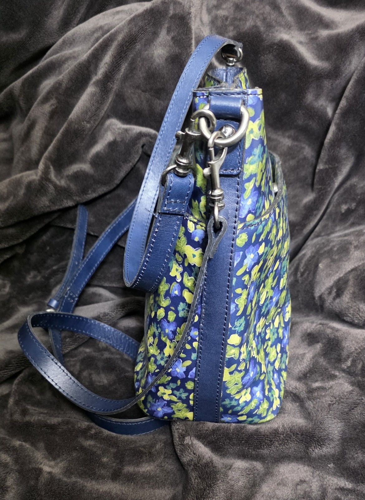 Patricia Nash Blue/Green Floral Crossbody Shoulder Bag Magnetic, Detachable