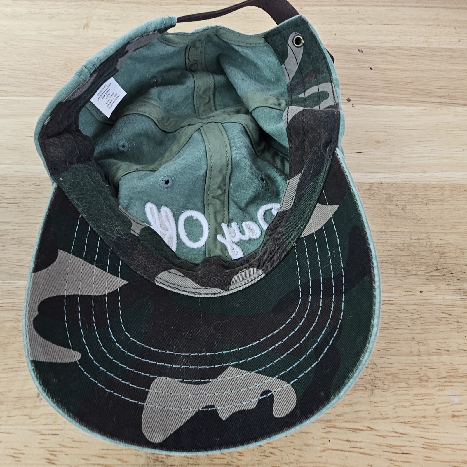 Day Off Slideback Baseball Cap Green One Size Adjustable Embroidered Camouflage