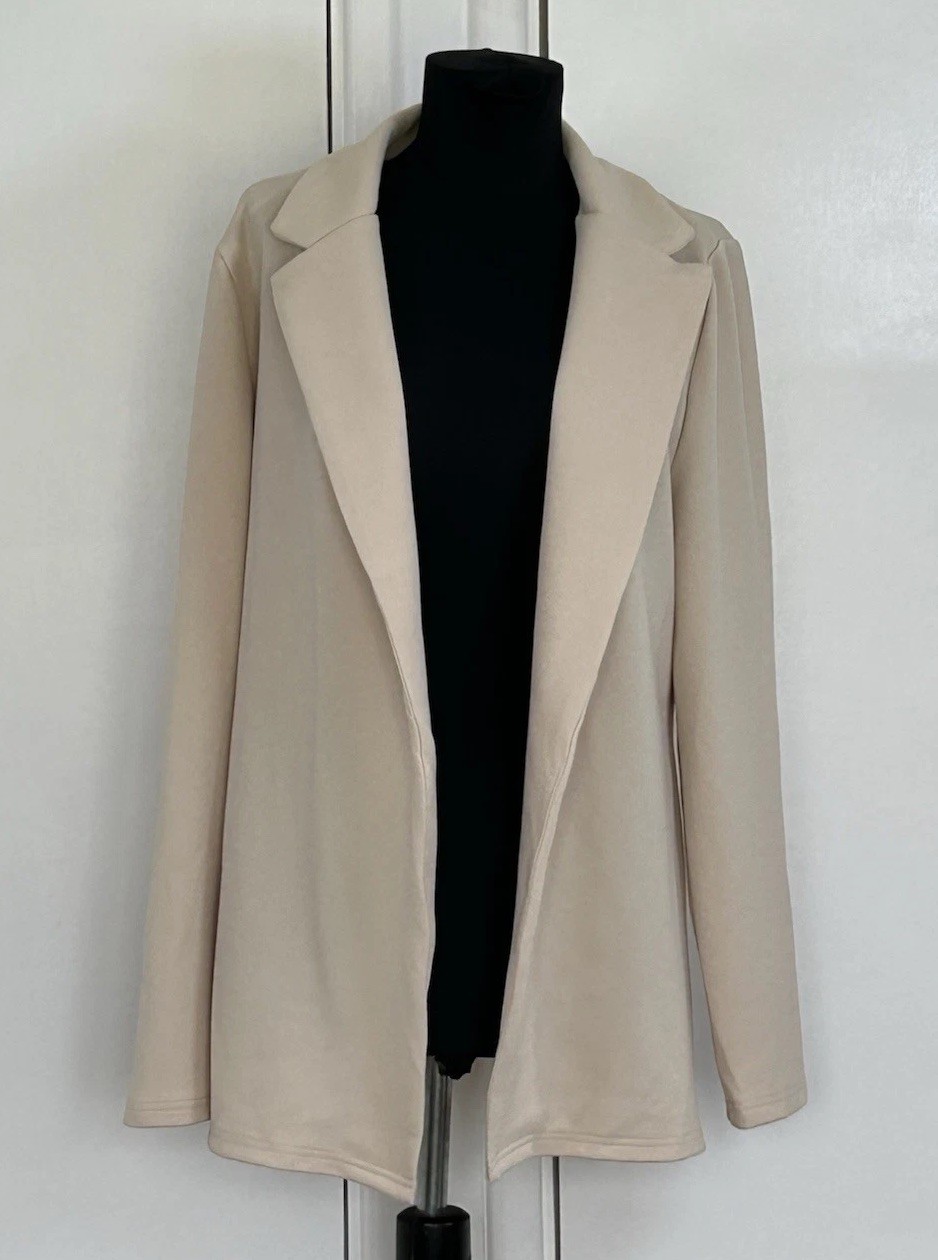 Shein Lightweight Cream Blazer Jacket Size XL Unlined Open Front Long Sleeve