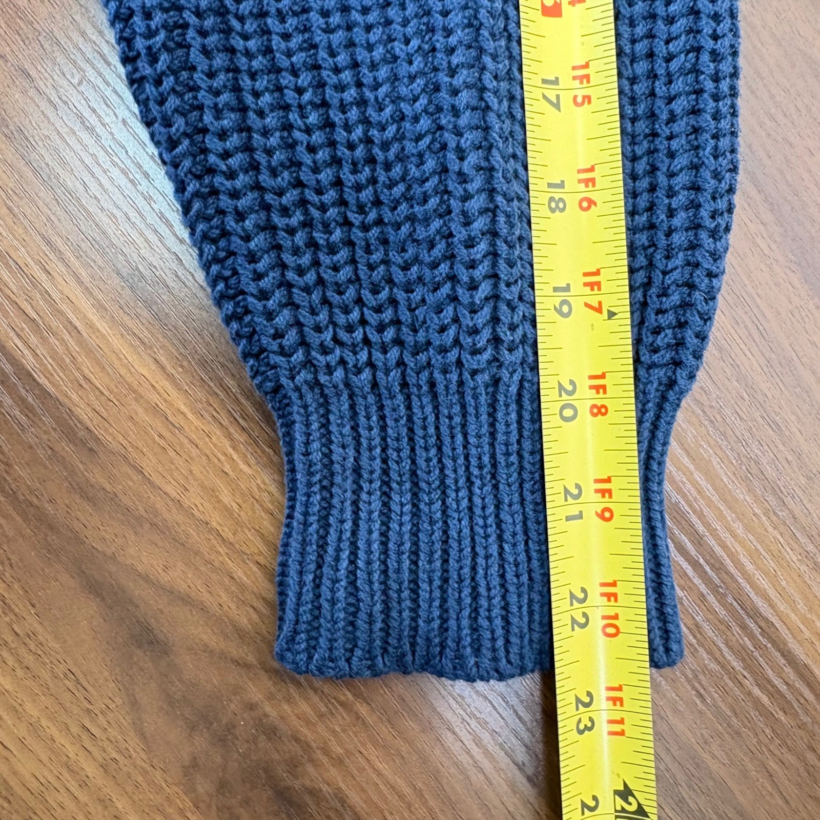 Orvis Sweater Fisherman Mens Large Blue Mock Neck Ribbed Cotton Shaker Knit