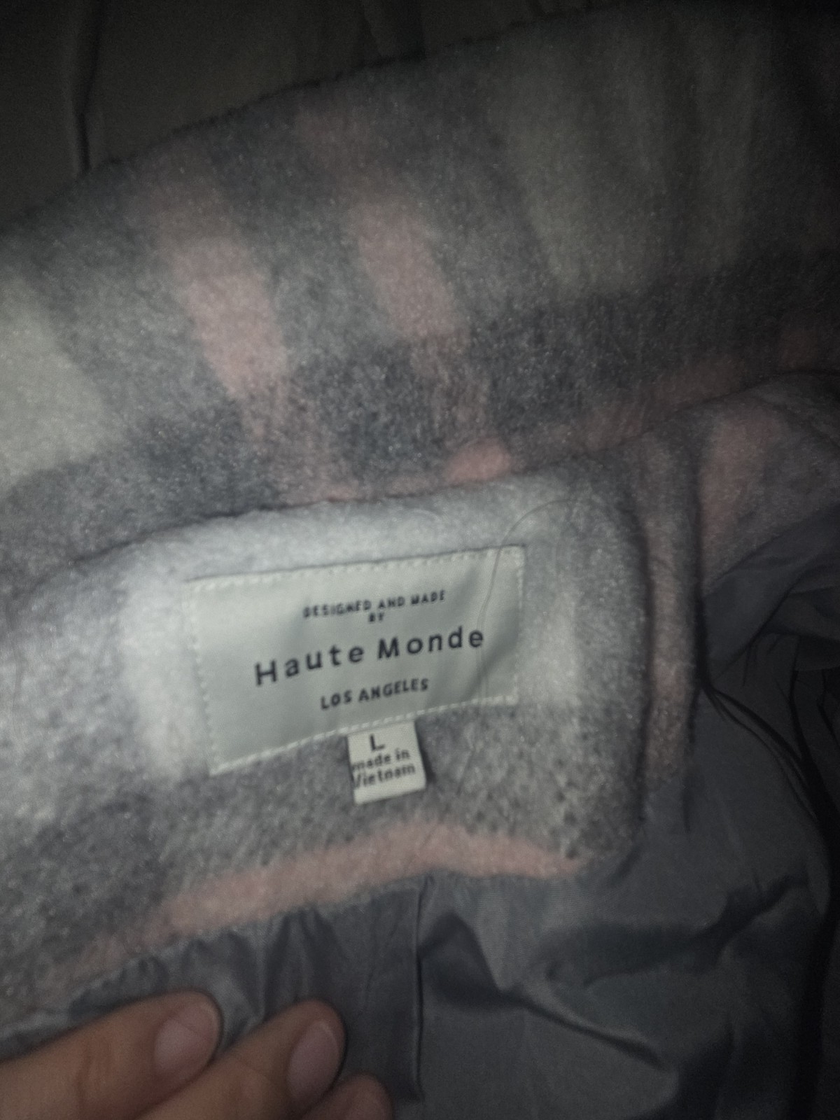 Haute Monde Women’s Gray Pink White Plaid Button Front Long Overcoat Size L