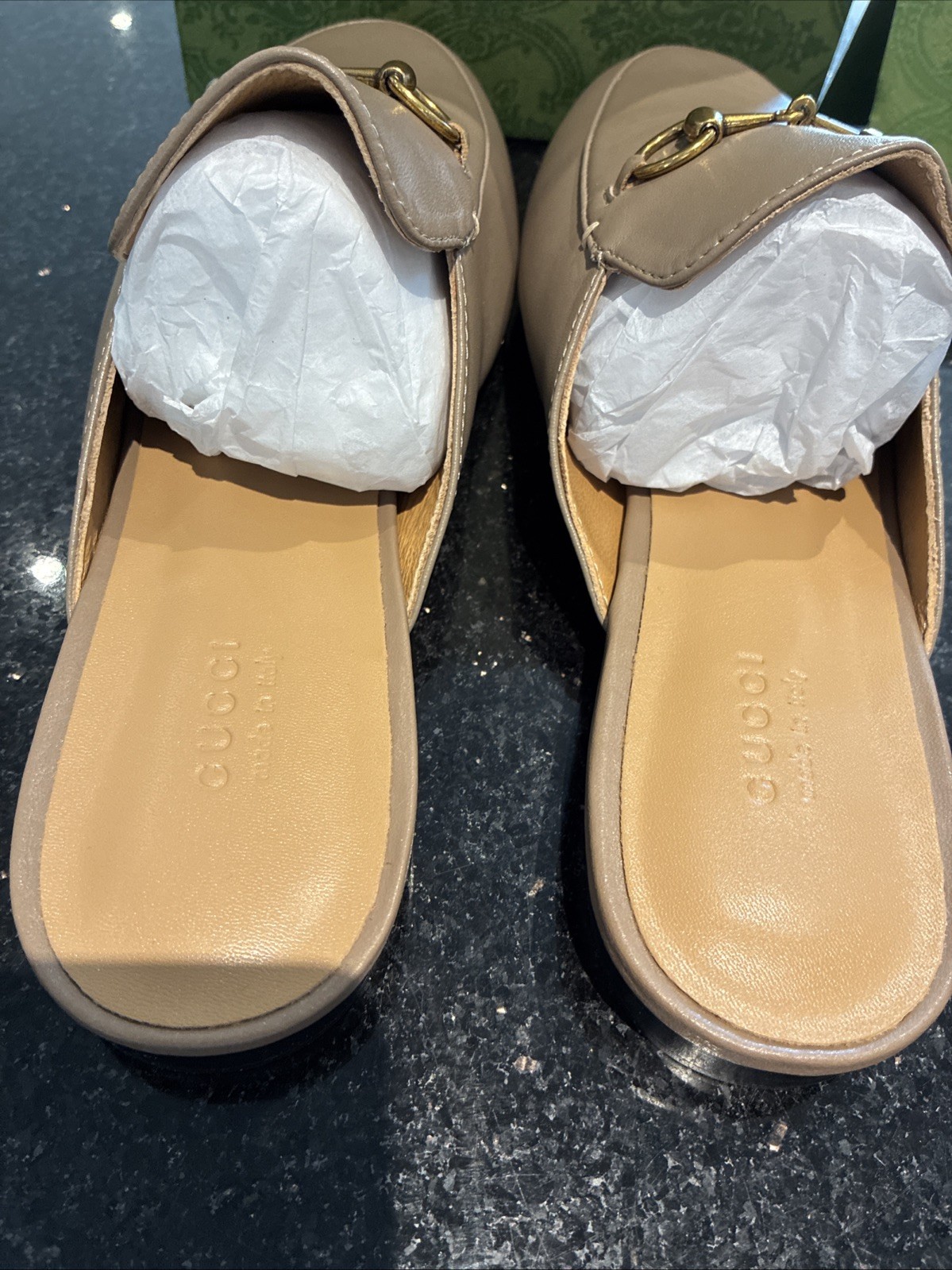 Gucci Princetown Leather Mule Slipper Horsebit Slipper Size 40 Beige