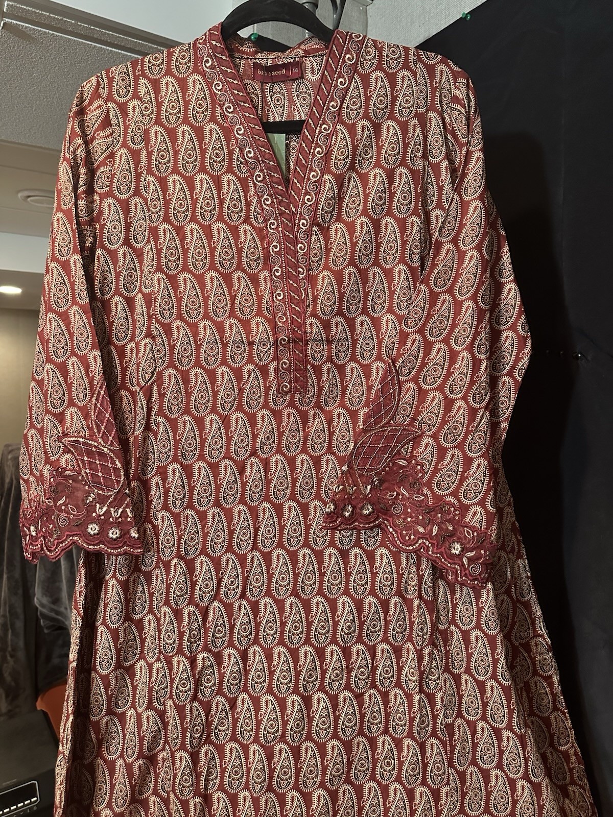 Bin Saeed Premium Lawn Cotton 3 Pc Suit-Cut Work Emb- Aline Style-M & L – $42
