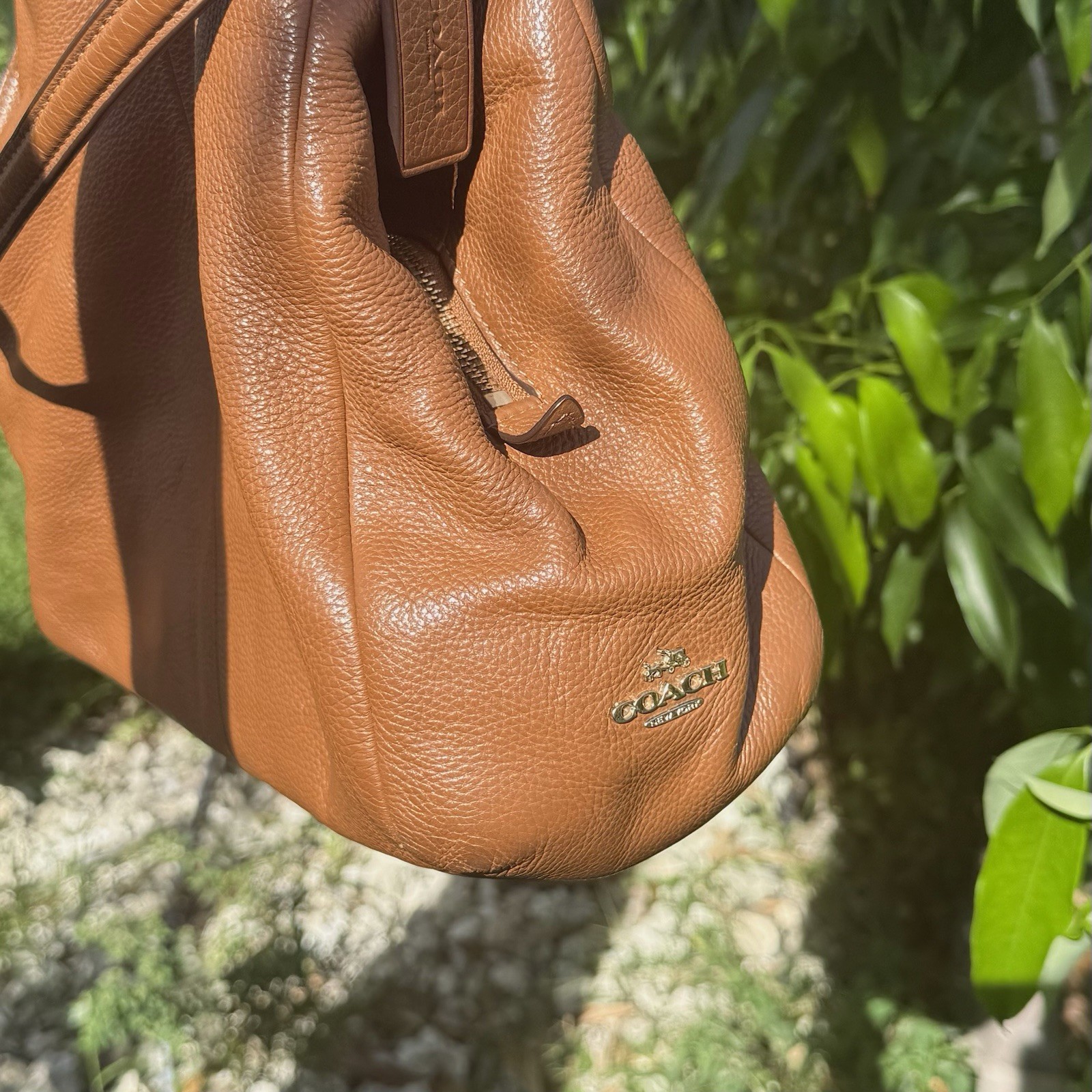 COACH Madison Phoebe Brown Tan Leather 3 Compartment Shoulder Hobo Bag Purse