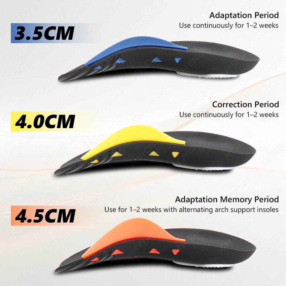 Layered Arch Correction Insoles TPU Material 3 Height Settings Removable Arch Su