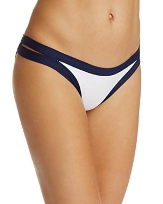 L*Space 262675 Women Charlie Bikini Bottom Swimwear Cream/Midnight Size X-Small