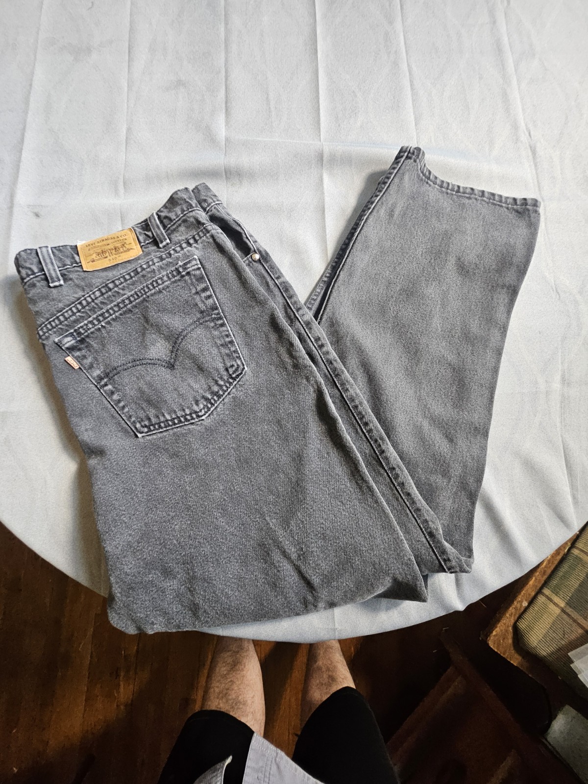 Vintage 1996 Levi’s 540 Relaxed Fit Jeans USA Made Black Denim 46×30 Orange Tab