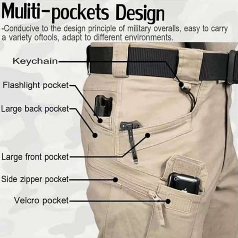 Tactical Cargo Pants Mens Work Pants Combat Outdoor Waterproof Hiking Trousers