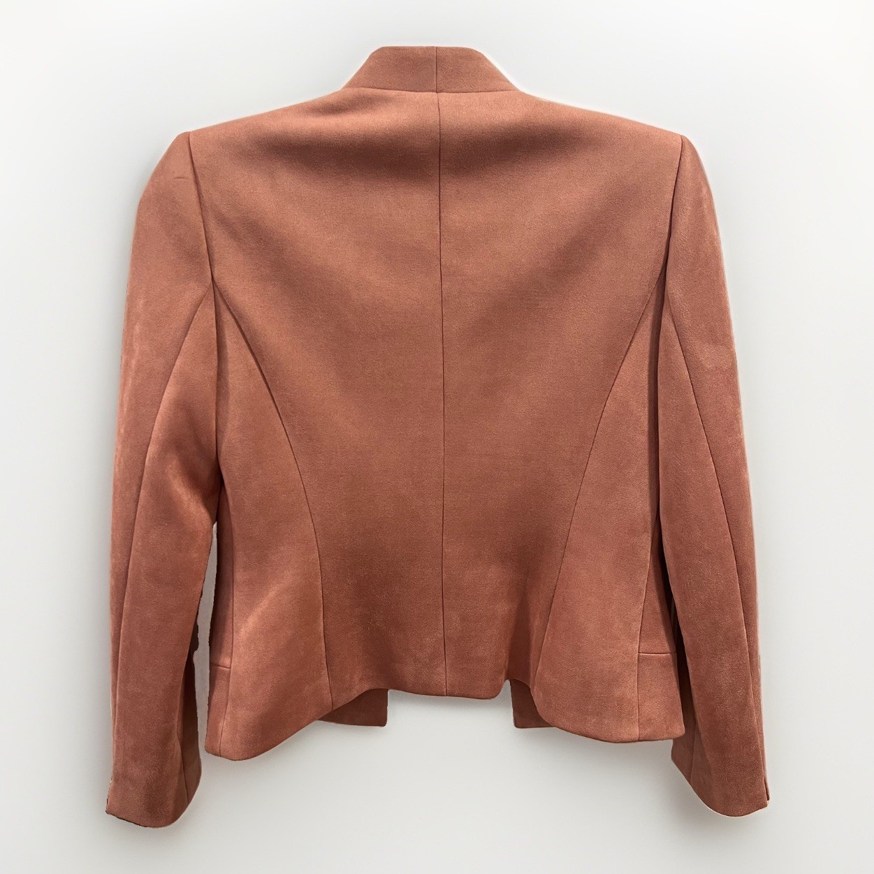 Tahari Arthur S. Levine Pink Faux Suede Open Front Blazer Jacket Size 2