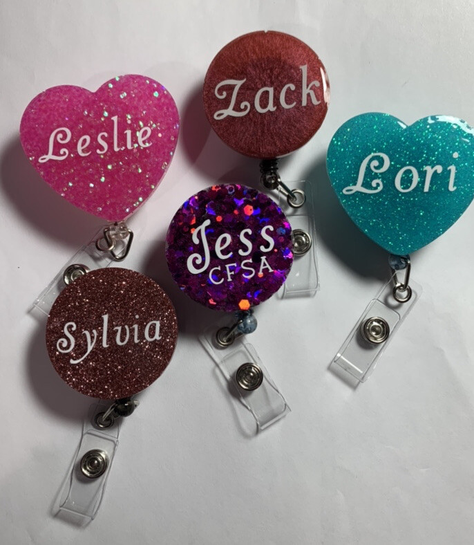 retractable badge holder – You Choose Color, Name And Font Color – New Colors.