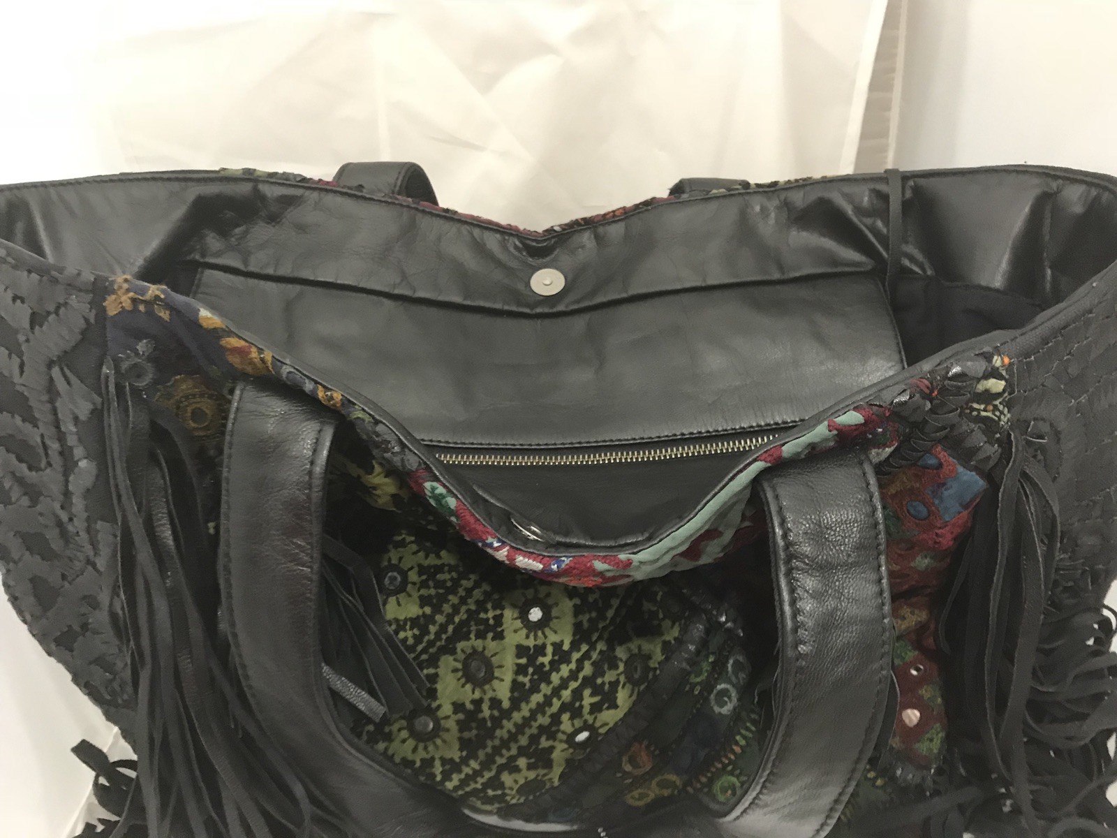 Clever Carriage Company GLOBAL ARTISAN SHOPPER Tote Handbag w/LEATHER TRIM nwot