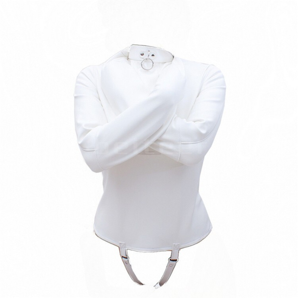 White Asylum Straight Jacket Costume S/M L/XL BODY HARNESS Restraint Armbinder