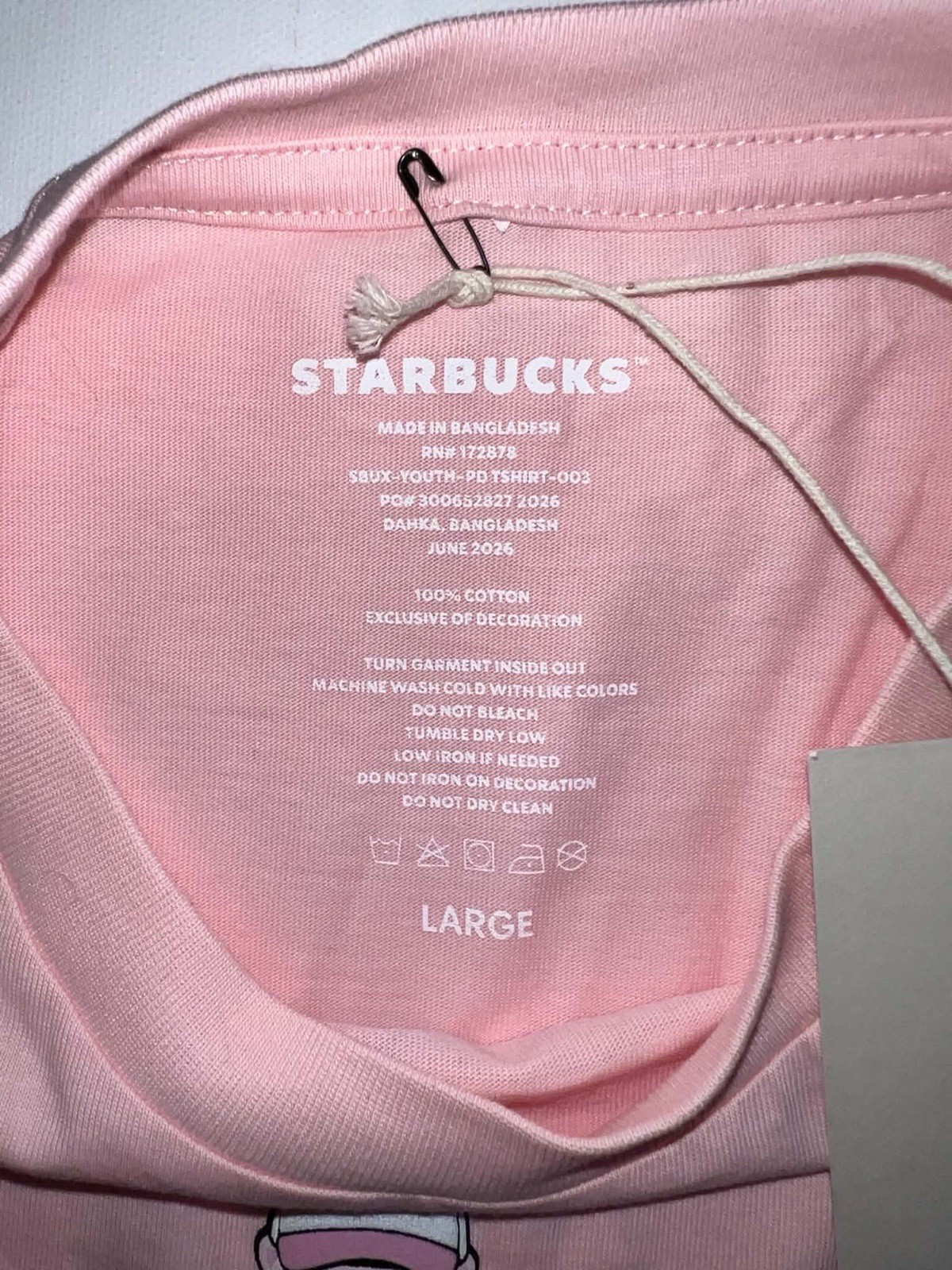Starbucks Pink Bear Barista T-Shirt Logo Limited Edition Top NWT