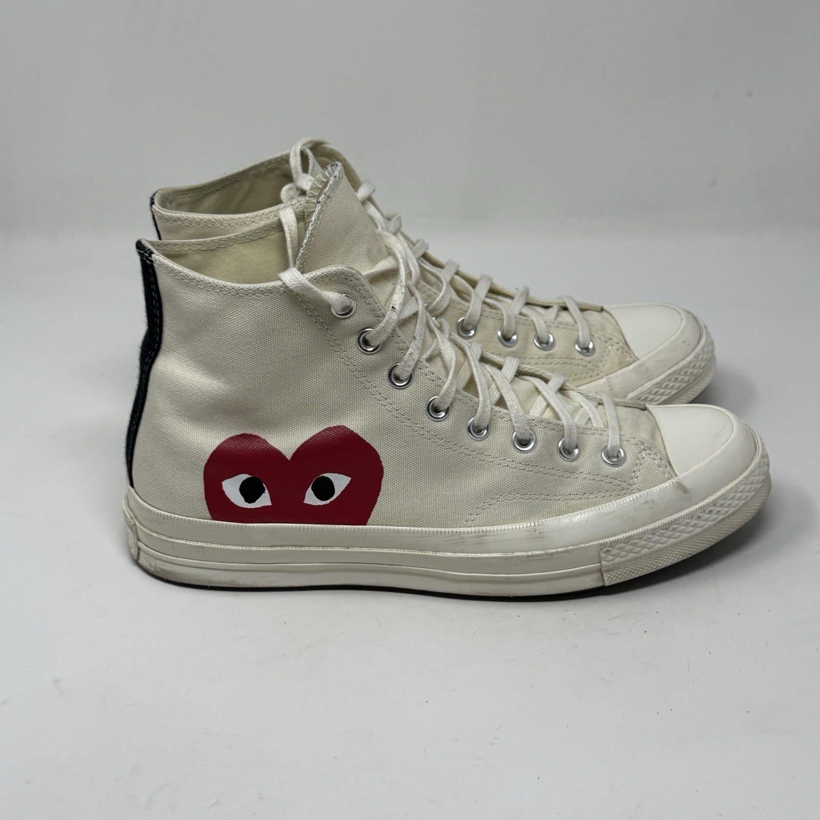 Converse x Comme des Garcons Play Chuck 70 Hi Mens 10 White Grunge Skate Shoes