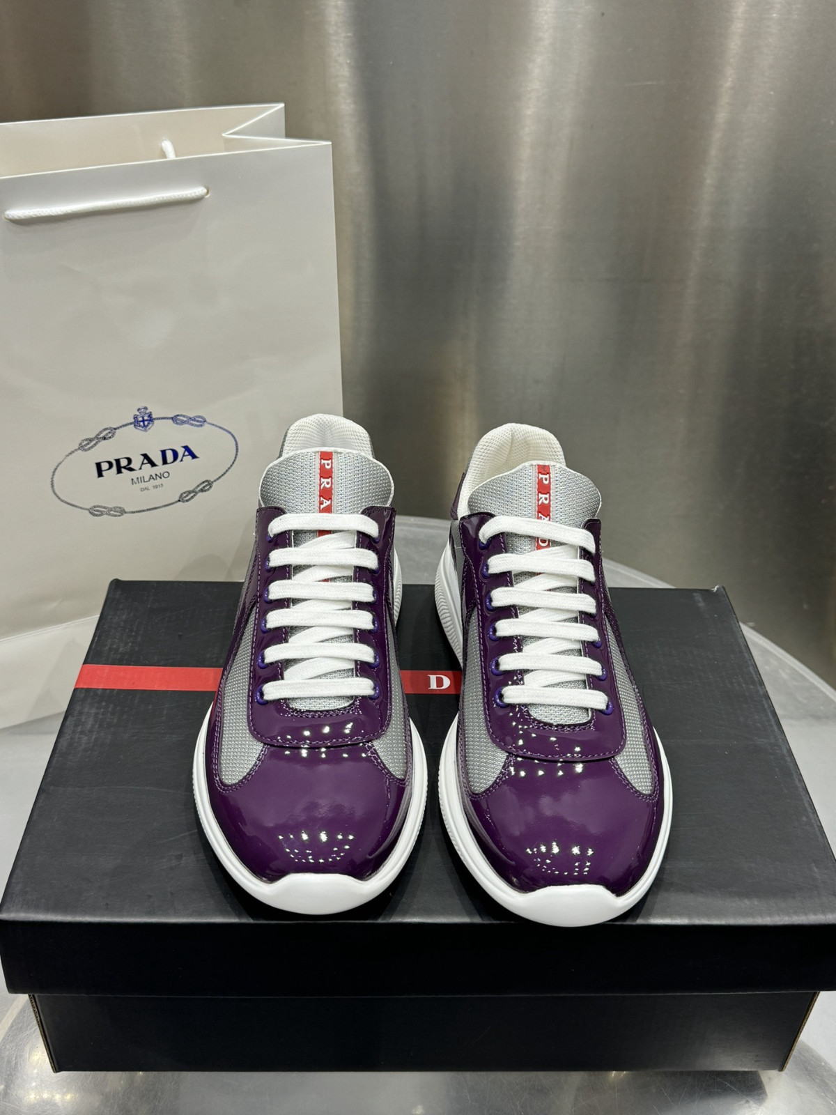 Prada Americas Cup Men’s purple Low-top Fashion Casual Sports Shoes