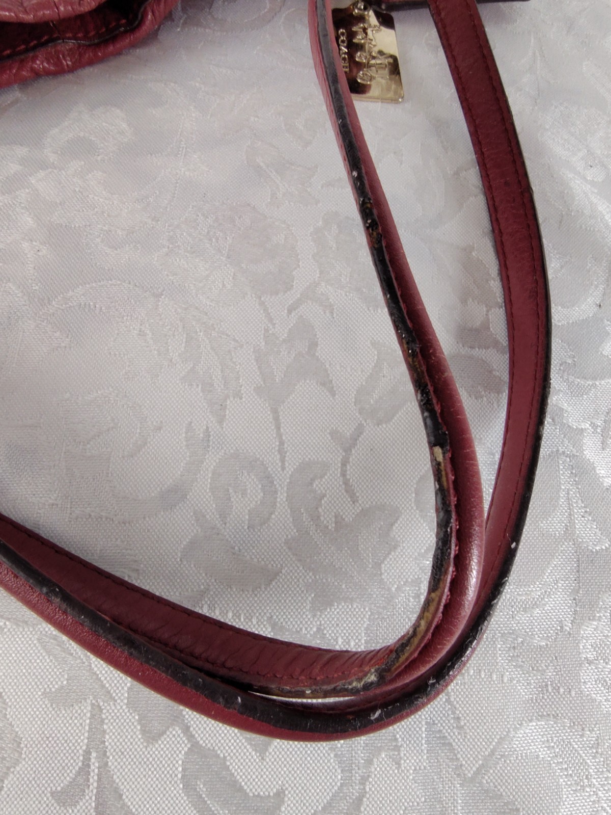 Coach H1369 26224 Madison Phoebe Pebbled Red Leather Shoulder Tote Bag ST48