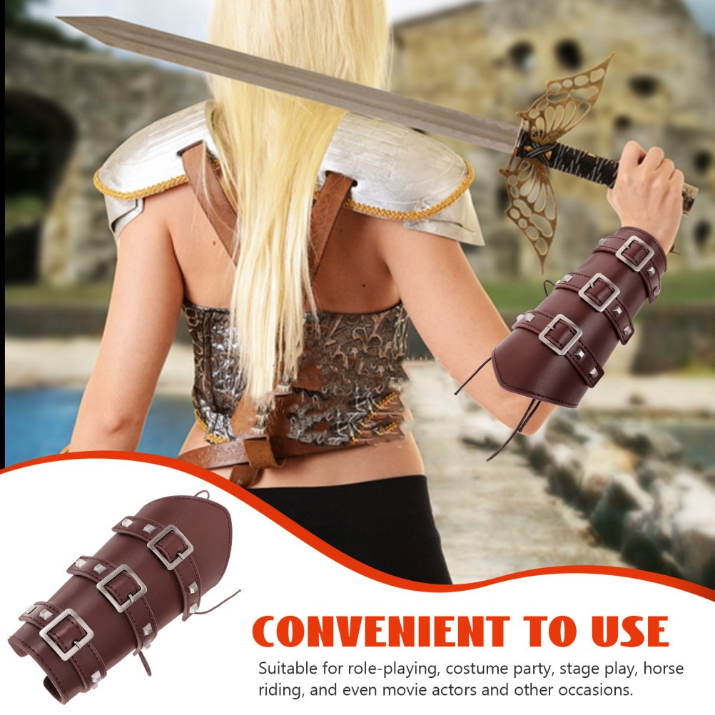 Medieval Arm Guard Retro Wristband Bracer Artificial PU Costume