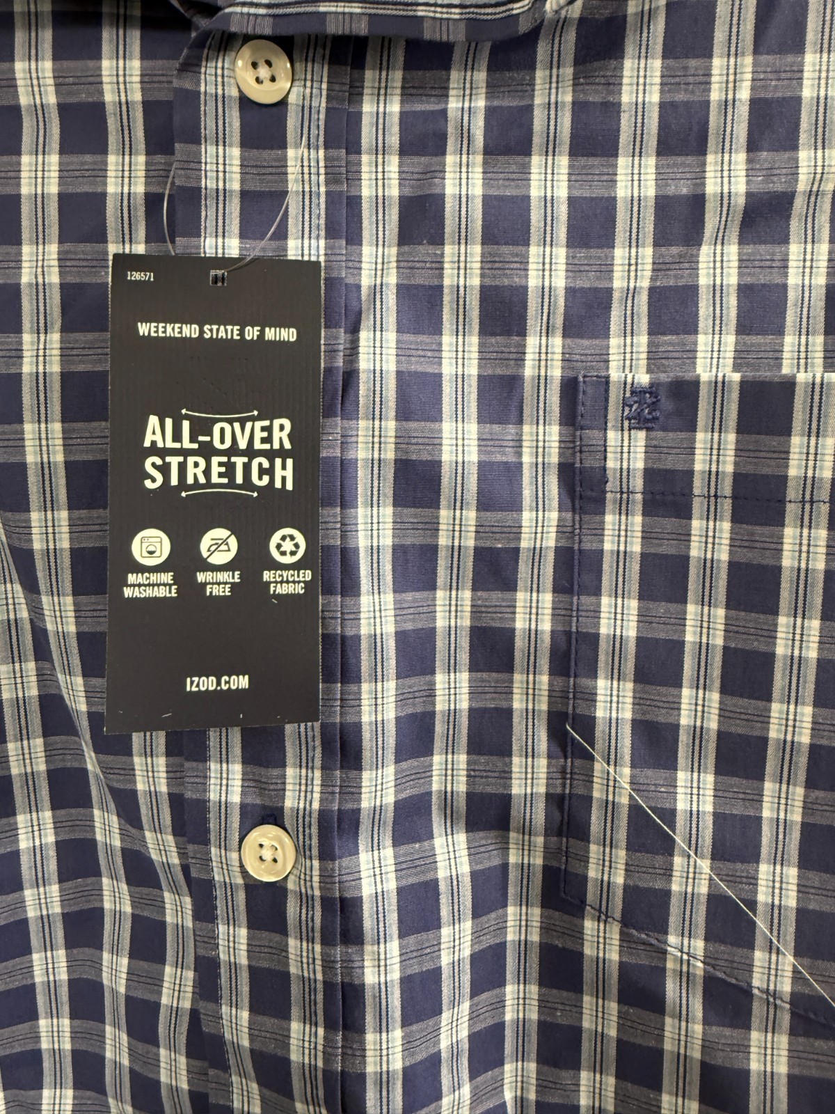 IZOD Men’s Button Down Long Sleeve Dress Shirt Skipper Blue Size 3XLT Big & Tall