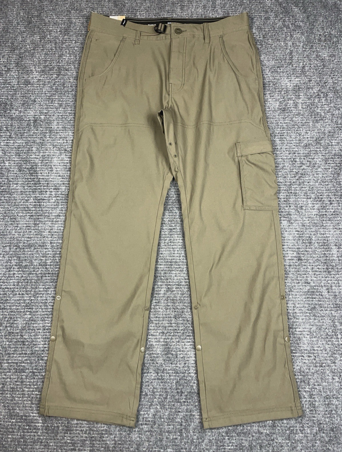 PrAna Stretch Zion Pant Green Men’s 32×30 Straight Fit Cargo Roll UP Olive NWT