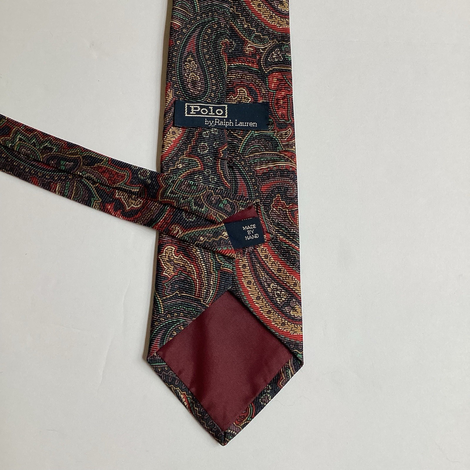 Vintage Polo Ralph Lauren Silk Tie Paisley Hand Made Blue Purple Red Classic